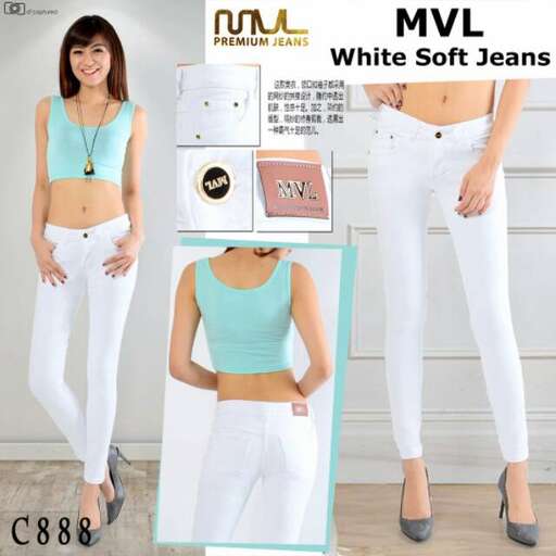 white jeans with a touch of white.