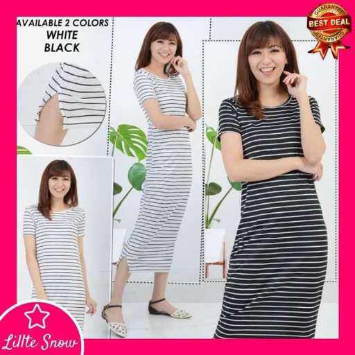 person in a striped dress