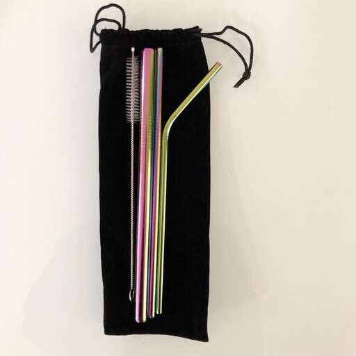 a bag of colored striped yarn