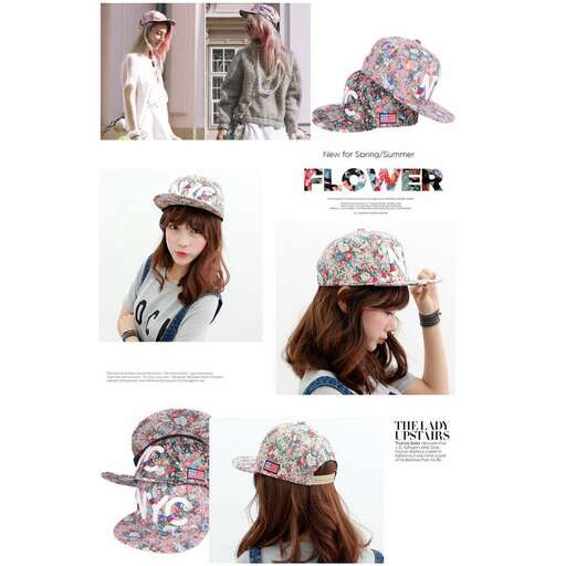 a hat with a floral pattern