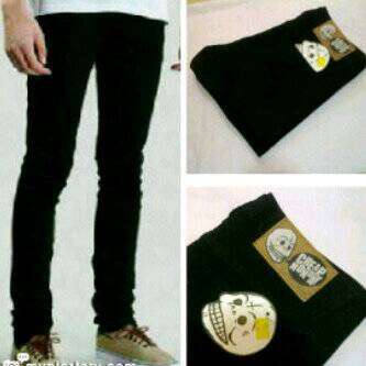 black jeans with a label