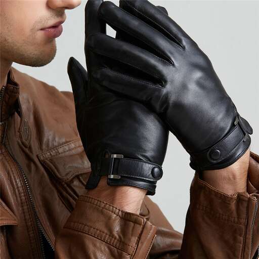 leather gloves with a man's hand