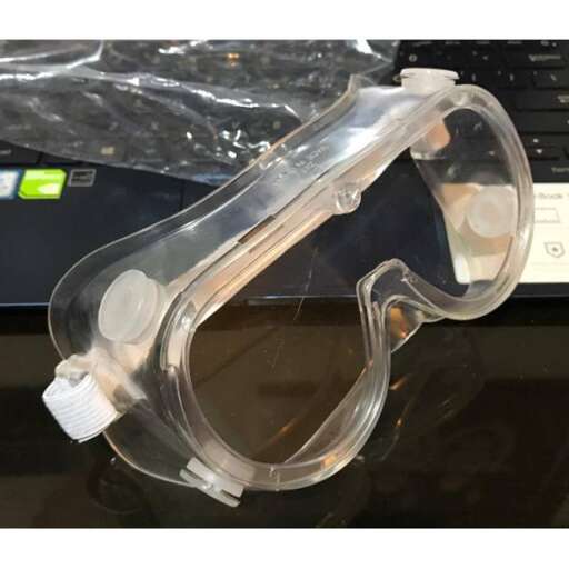 a pair of goggles with a label
