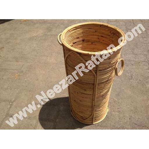 a large wooden basket made of bamboo
