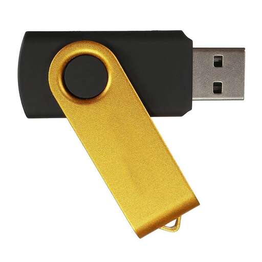 a golden lock with a black plastic opening.