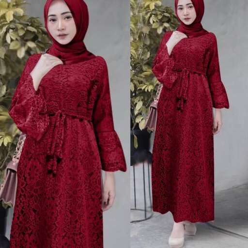 a woman in a red dress