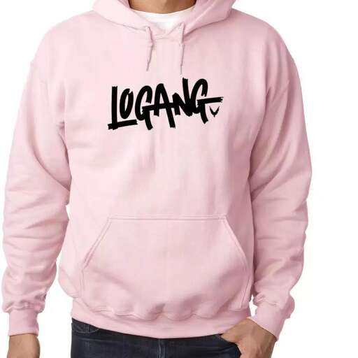 a pink hoodie with a logo on it