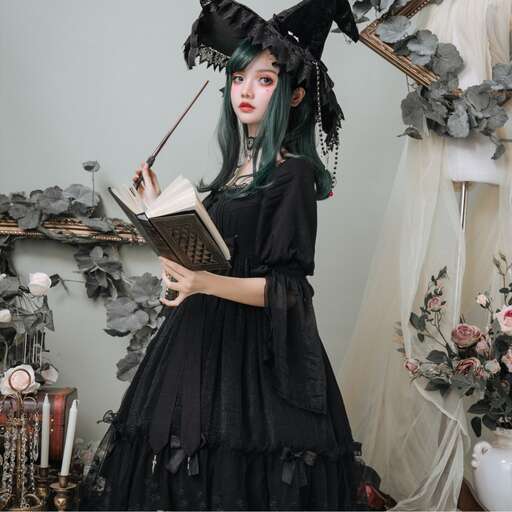 a girl in black