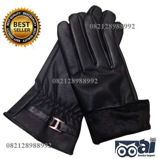 black gloves with a silver buckle