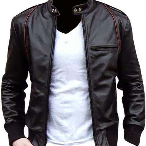 leather jacket with a zipper