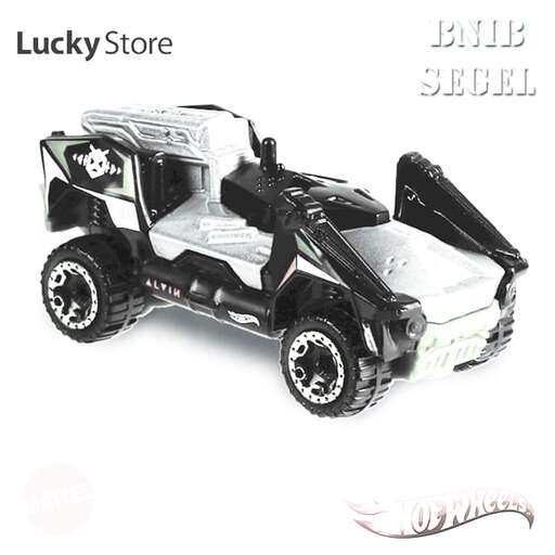 a small toy car with a little plastic box in the back.