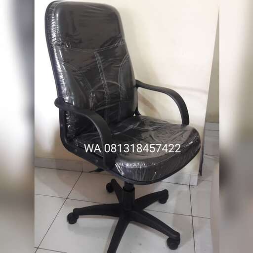 a chair with a black leather seat