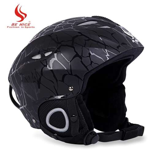 the helmet is made of black plastic.
