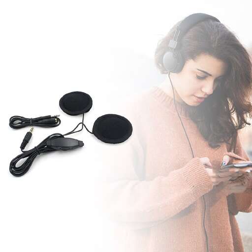 a girl is holding a pair of headphones and a pair of headphones.