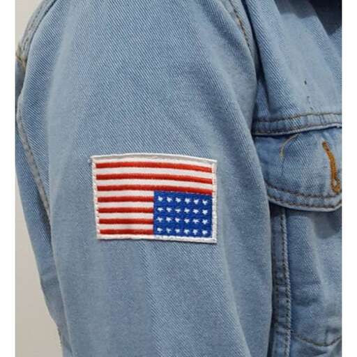 flag patch on a denim jacket