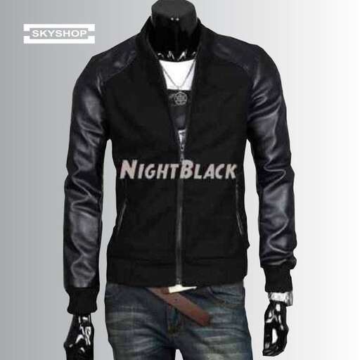 a leather jacket with a black leather jacket and jeans.