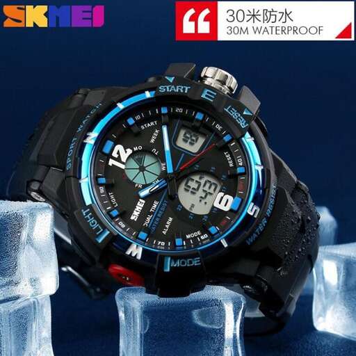 the watch is a black face with a blue dial and a blue dial.
