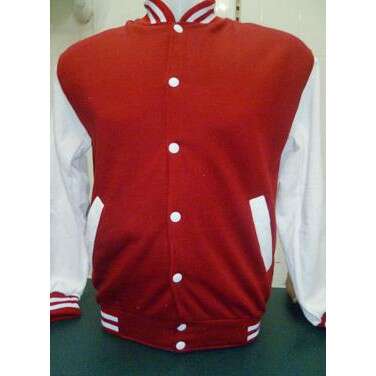 red and white shirt with buttons in the front.