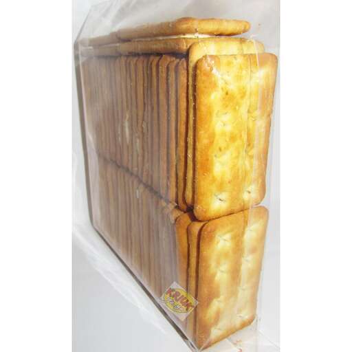 a stack of bread sticks in a plastic bag.