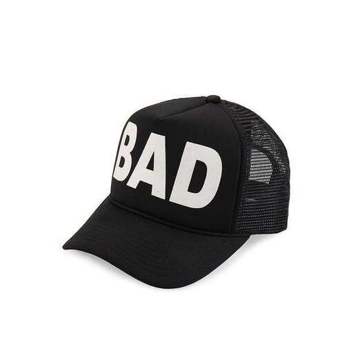 black baseball cap with a white matte finish.