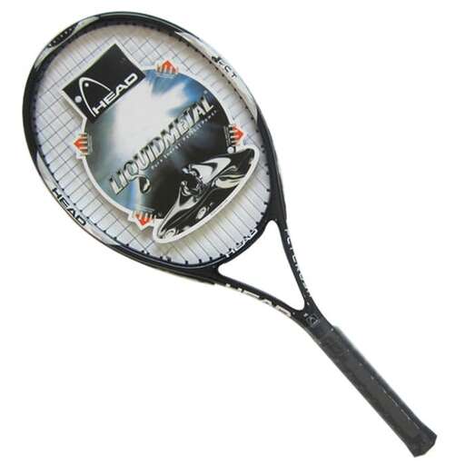 a tennis racket with a logo on it.