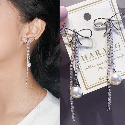 earrings with a pearl necklace