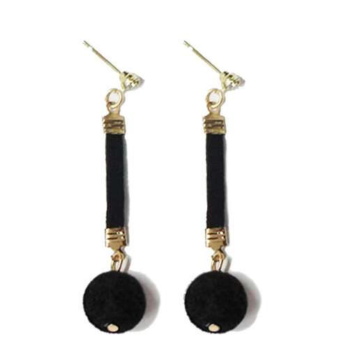 black and gold earrings with a black stone and gold chain.