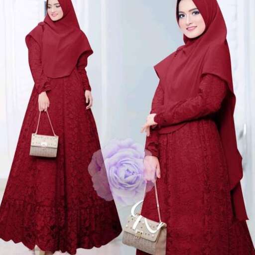 a woman in a red dress