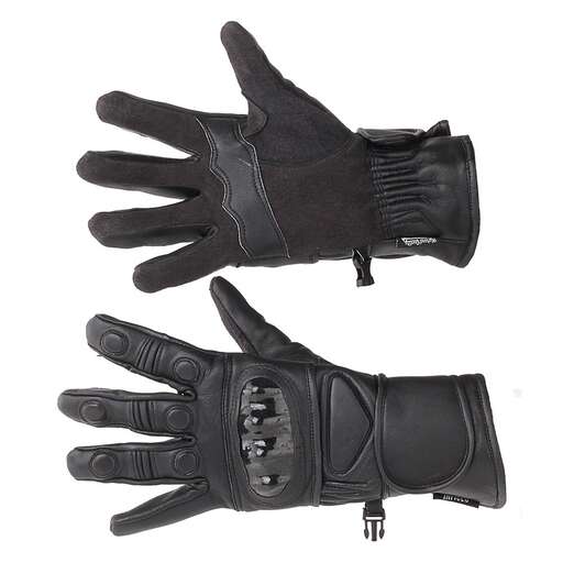 leather gloves with a black leather strap
