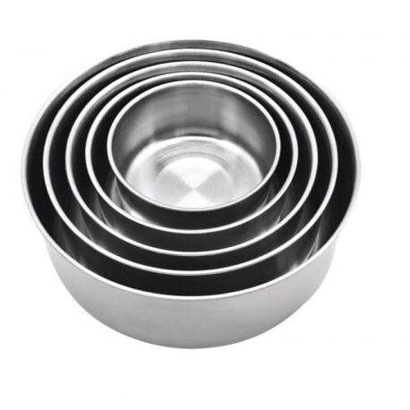 a bowl made of stainless steel.