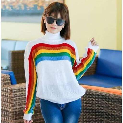 sweater with a rainbow of colors