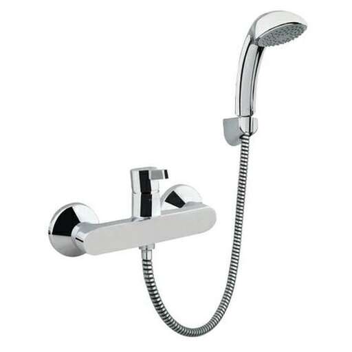 the shower head is made of stainless steel and is hand held.