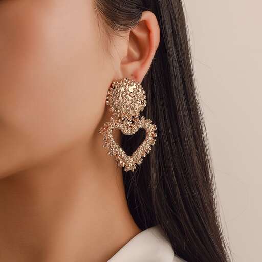 earrings with a heart shaped chain