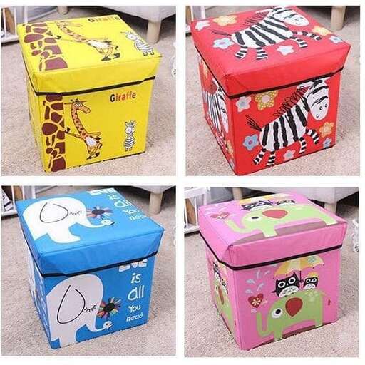 the three of the boxes are decorated with animals.