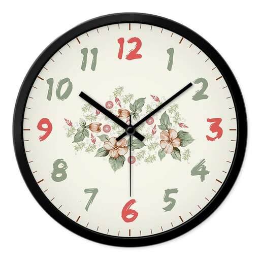 a large clock with a floral pattern