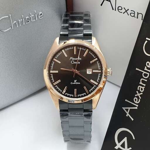 a watch with a black band
