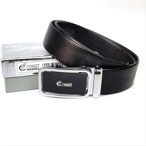a black leather belt with a silver buckle and a silver buckle.