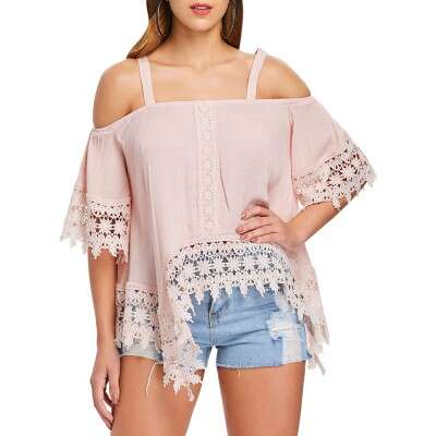 off the shoulder top in light pink