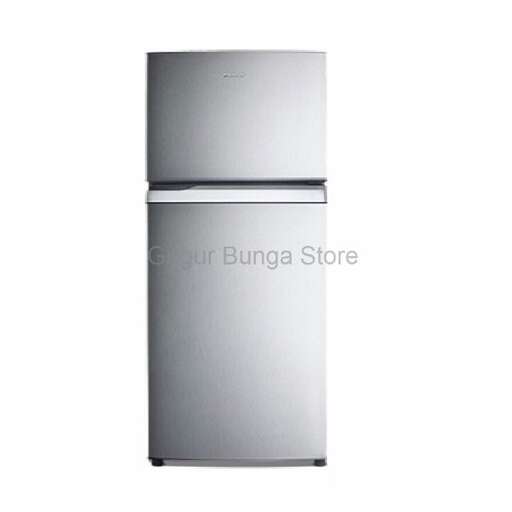 a refrigerator freezer in a white kitchen.