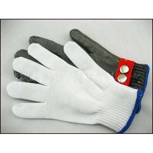 the gloves are made of recycled plastic and the red thread is wrapped around the edges.