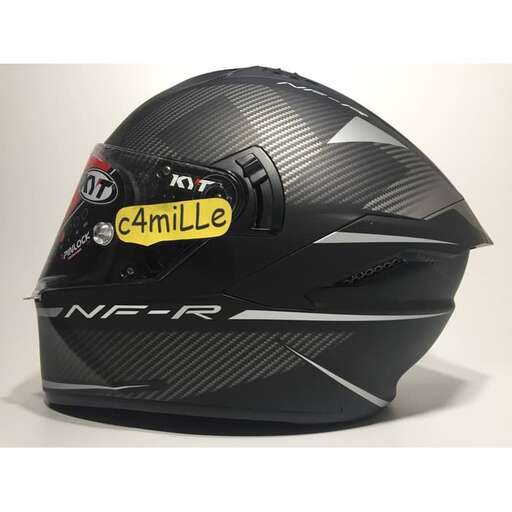 the helmet of the driver