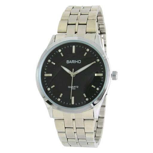 black dial watch with a black dial