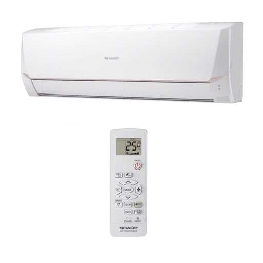 a white air conditioner with a digital display.