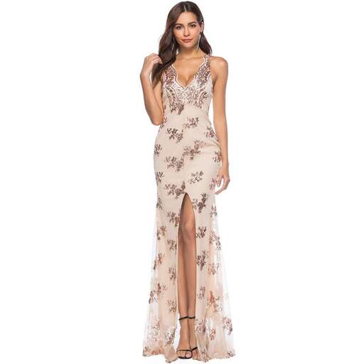 a floral print dress with a plunging neckline and a floral print.