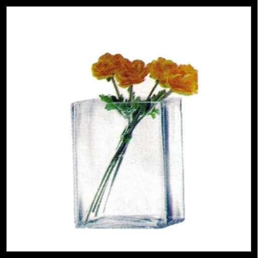 a painting of yellow flowers in a glass vase.