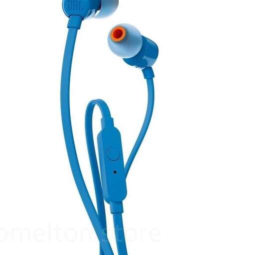a blue earbud in a charging cable