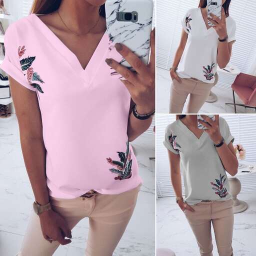 pink top with a floral print