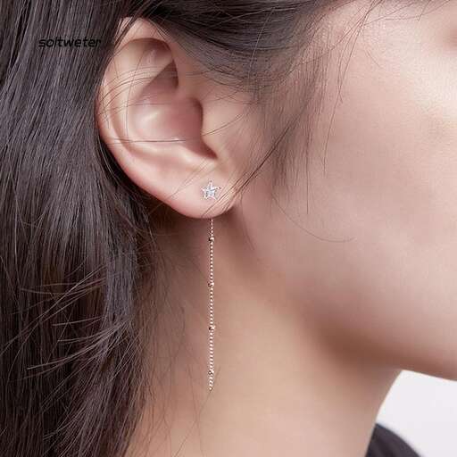 a close up of the ear of a woman