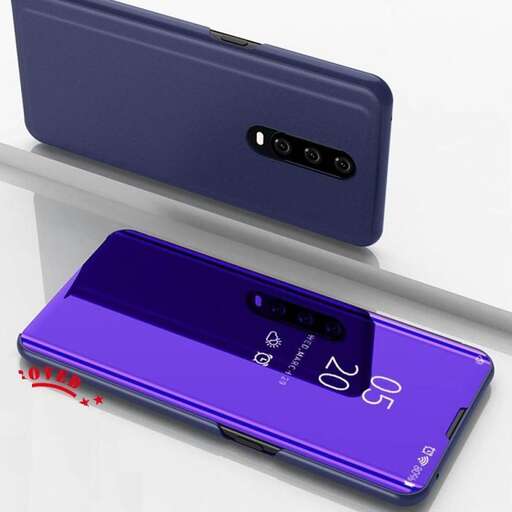 a purple smartphone with a purple case.