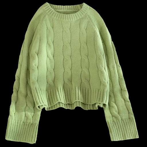 green sweater with a pattern of stripes